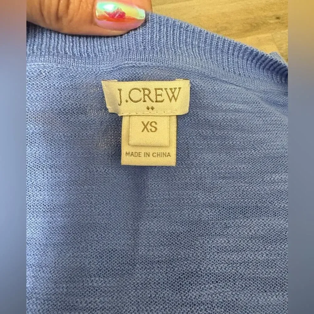 J.Crew Blue V-Neck Lightweight Casual Sweater Women’s 3/4 Sleeve Top Size XS